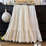 Fashion Age Reduction Lace Lace Skirt Women's Spring 2025 New High-Waist A Word Folded Loose Cake Skirt