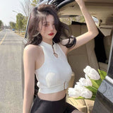 Sweet Babes Hollow Knitted Slings Small Vest Women's Summer Sleeveless Sexy Pure Desire Inside The Coat Wear