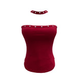 Real Shooting Hottie Hanging Neck Out Shoulder Vest Sexy Body Hollow Strap Bare Back Short Thoracic Top 6606