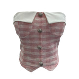 Real-Patled With Chest Pad Single-Breasted Buckle Tset Bra Vest Coarse Flower Lattice Lattice Lattice 8132