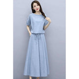 Cotton Dress Two Sets Of 2025 Summer Dress New Women's Belly Thin Dress Short Sleeve Dress Dress