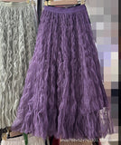 Wave Roll High-End Folded Half-Body Dress Women's Spring 2025 New High-Rise Thin Long A-Word Big Swing Yarn Skirt