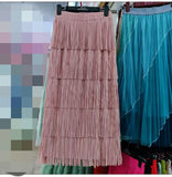 Heavy Industry Five-Layer Stracew Cake Skirt Set Thin Tight Waist Design Straight Half-Body Skirt Long Skirt