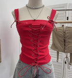Real Shoot Spice Girls With Slings Vest Fake Two Wearing Rope Straps Tight Short-Sleeved Blouse 8139