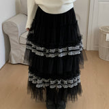 The Lace Net Dress In The Long Commuting Skirt High Waist Thin And Fluffy Skirt A Skirt