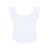 French One-Word Collar Slanted Short-Sleeved T-Shirt For Women's Summer Design Sense Of The Lotus Leaf Side Short-Carved Shoulder Coat