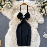 Summer Ins Sexy Low-Chest Design French Style Slim Waist-Scuttered Back Dress