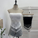 Real Shot With Chest Pad Anti-Slip Strip Tector Lace Wrapped Bra Tight Short Tid Lady Sleeveless Top Woman 1314