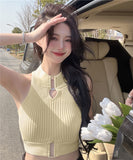 Sweet Babes Hollow Knitted Slings Small Vest Women's Summer Sleeveless Sexy Pure Desire Inside The Coat Wear