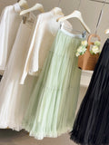 Spring High-Waisted Lotus Leaf Side Net Yarn Large Swing Half-Dress Woman 2026 New Gentle Thin Fall A-Word Dress