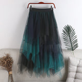 2025 New High-Rise Thin Multi-Layer Irregular Mesh Splicing Cake Skirt In The Long Half Skirt Women's Skirt