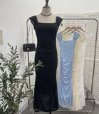 Real Shoot ñÞÖåÍø ¶ÖåÍø Side-Shoulder Vest Dress With Hip Slimming Long Dress With Inner Lining 8831