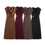Autumn 2025 New Women's Fashion Elegant Foldless Sleeveless Dress 1165461