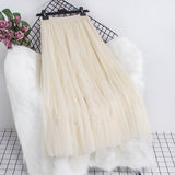 Heavy Industry Nail Bead Petals Net Yarn Dress 2025 Spring New High Waist Display Thin Long Skirt Big Swing A Yarn Skirt