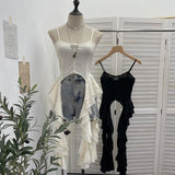 Land Wind Cave Sling Sling Vest Women's Summer Irregular Short-Term Umbilish Ribbon Sleeveless Top 9258