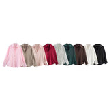 2025 Spring And Summer New Women's Fashion Single Row Buckle Silk Lithry Shirt 2074580
