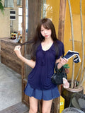 Gentle Style White Short-Sleeved T-Shirt Women 2026 Summer New Thing Folding Design Small Thin Top Dress