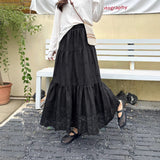 2026 New Fashion Embroidery Splicing Skirt High Waist Tight Design A-Word Solid Half-Body Skirt