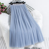 Big Swing Net Dress 2025 Autumn And Winter New Female A Word 20 Pieces Of Splicing Yarn Skirt In The Long Skirt Skirt Umbrella Skirt