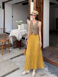 New 100-Fold Skirt Mid-Long Umbrella Skirt Wave Folding Skirt High Waist-High Body Dress