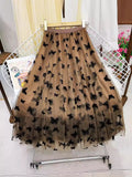 Butterfly Planted Velvet Fairy Net Yarn Half Skirt Dress Dress Women Autumn And Winter Splicing Big Swing 100 Fold Skirts In The Long A-Word Dress