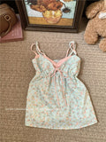 Small Fresh Sweet Broken Lace Fake Two Slings Summer New Age-Reed Girl Wind Korean Thin Tops Off Female
