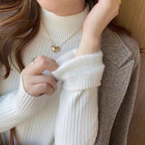 Plus Velvet Sweater Women Winter Thick One Velvet Half-High Collar Bottom Shirt 2026 Autumn And Winter New Feel Top