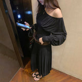 Commuting Folded Splicing V-Neck Long-Sleeved T-Shirt Women's Autumn 2026 New Korean Wear On The Kochi Small Capital
