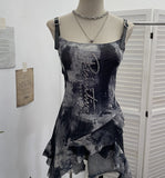 Real Shooting Street Hottie Letter Nail Bead Print Sling Sling Vest Leather Strap Strap Lotus Side Ribbon Ribbon 1300