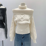 Lazy Shoulder-To-Shoulder-To-Shoulder Knitted Shirt Female Autumn Commute New Korean Atmosphere Feeling Lazy Blouse