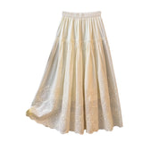Japan And South Korea Leisure Hollow Flowers Embroidered Half-Dress Girls Spring And Autumn New Age Reduction Of High-Waist Folds Loose Large Umbrella