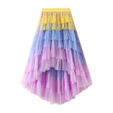 Chic Special Dress Dopamine Series Thousand Layers Of Irregular Cake Skirt Gradient Fairy Skirt Big Swing Yarn Skirt