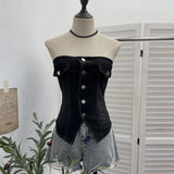 Real Shooting Babes Cowboy Tsets Single-Breasted Single-Breasted Slime Strap Wrap Vest 2838