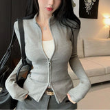 2025 Cardigan Spring And Autumn High-End Feel Shirt Semi-High Collar Bottom Shirt Can Wear A Coat