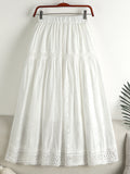 2025 Spring And Summer New High-Waisted Small Fragrant Hook Hollow Cotton Dress In The Long Swing A-Word Half-Body Skirt