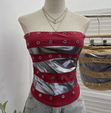 Punk Y2k Spice Girls Festival Wears Spliced Brats With Bra Vest Short Sleeveless Top 1338
