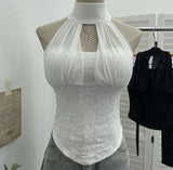 Net Yarn Hanging Neck Splicing Hollow Lace Tector Sling Sling Sling Vest Tidal Tidal Tidal Tidal Tidal Tidal Tidal Tidal Tidal Tidal Tidal