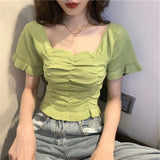 Summer 2025 New Retro French Blouse Collared Care Machine Slim Thin Short-Sleeved Knitwear Woman