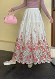 Half-Dress Casual Flowers 3D Embroidery Commuting With Long Skirts For Women