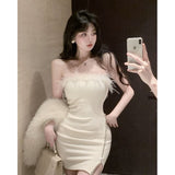 French High-End Birthday Party Dress Little Mother With Breast Dress Woman's Waist Sweet And Spicy Feathers Ass Short Dress