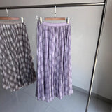 Korean Gentle Temperament Retro Lattice Loose Waist Loose A-Shaped Skirt Flexible Net Yarn Skirt