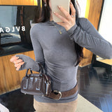 Lyselle Tian Silk Wool High Collar With A Long-Sleeved T-Shirt For Women's Autumn And Winter 2025 New Small Top