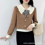 Korean Version Of Autumn And Winter New Doll Collar Soft-Creating Sweater Slim Thin Knitted Bottom Shirt Women's Yang Knitted Tops