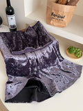 French Retro Plus Velvet Diamond Gold Velvet Dress Girl Autumn And Winter Temperament Thin Shade A Word Fishtail Skirt