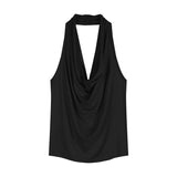 Swinging Neck-Laught Back 2025 Sling Vest Women's Summer Wears A Short High-End Design Sleeveless Top