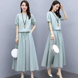 Cotton Dress Two Sets Of 2025 Summer Dress New Women's Belly Thin Dress Short Sleeve Dress Dress