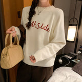 Korean Languid Wind Round Collar Collar Sweater Women 2025 New Autumn And Winter Loose Thin Knitted Shirt Top