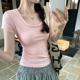 European Goods High-End Feel Shoulder Repair Short-Sleeved T-Shirt Women's Summer 2025 New Niche Fashion Thin Top
