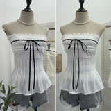 Real Shoot Hottie Tset Lady Summer Lace Lace T-Shirt With Bra Strap Short Vest Strap 8828