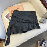 Spice Girls Burst Design Sense Irregular With Ribbon Cake Half-Dress Short Dress Woman